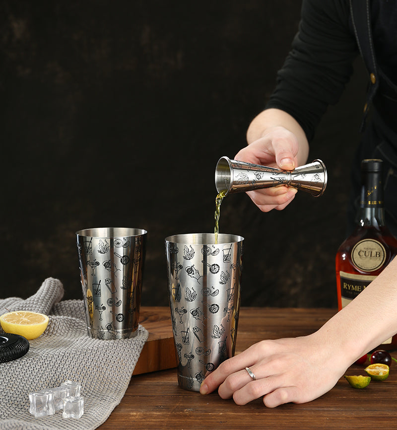 Shaker à cocktail boston en acier inoxydable avec finitions originales
