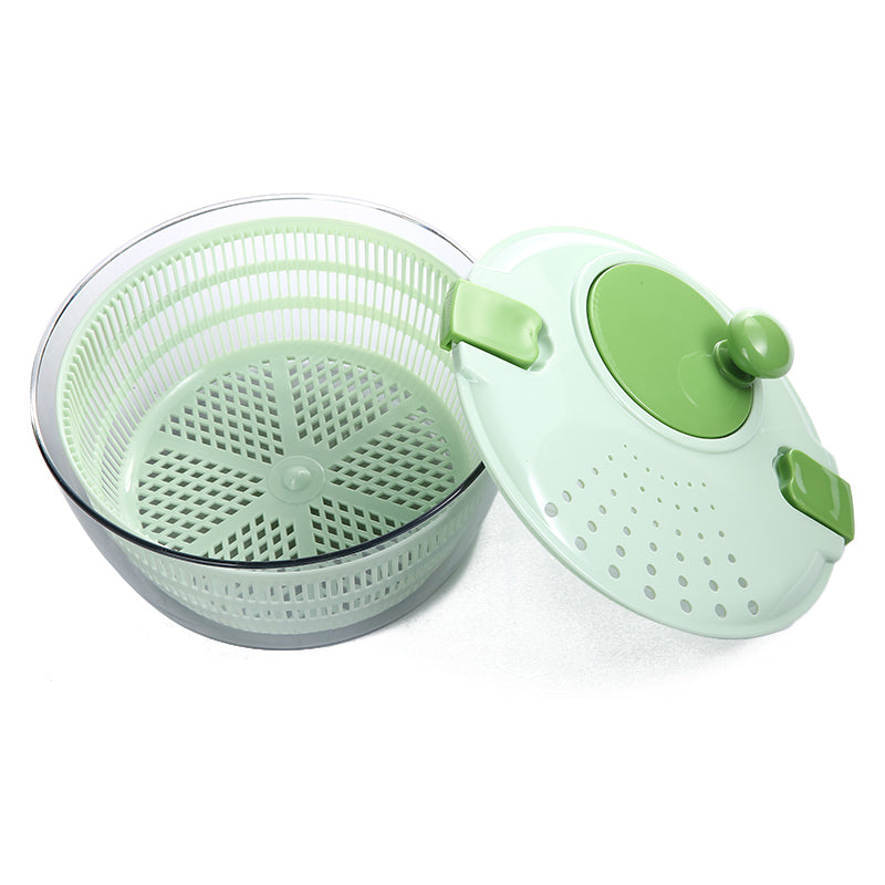 Essoreuse à salade verte manuelle avec couvercle en plastique