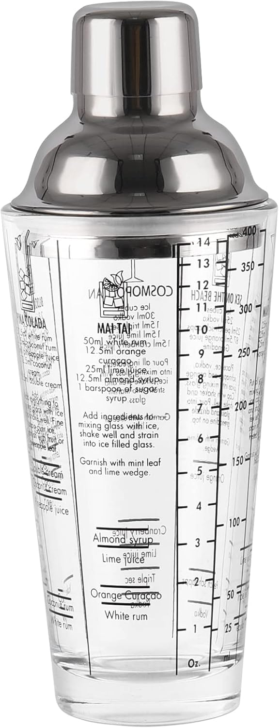 Shaker à cocktail de 400 ml en verre