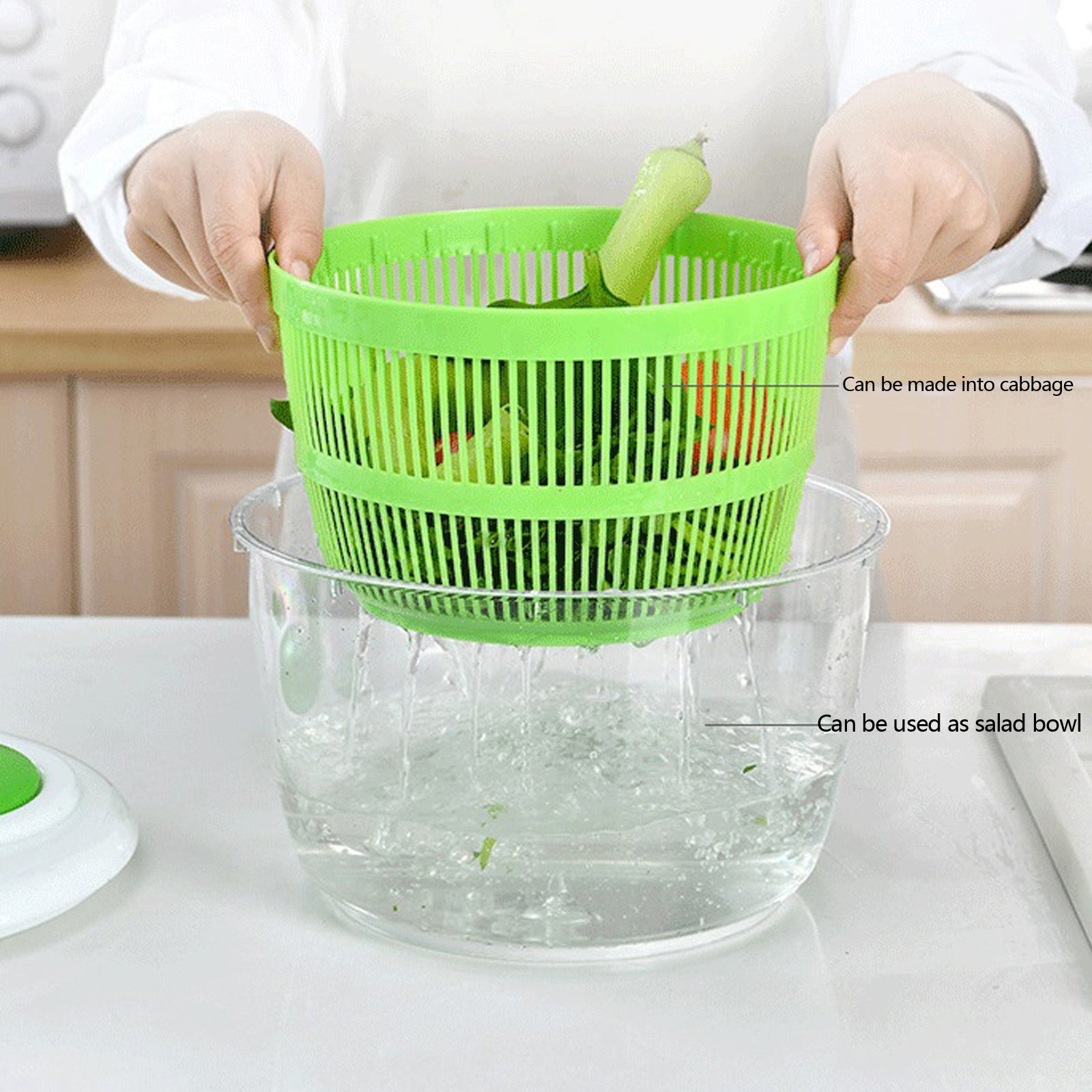 Essoreuse à salade manuelle en plastique avec couvercle de verrouillage