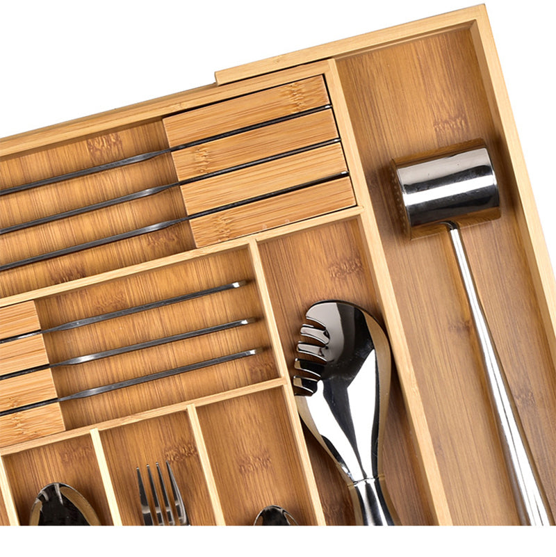 Range couverts rétractable en bambou