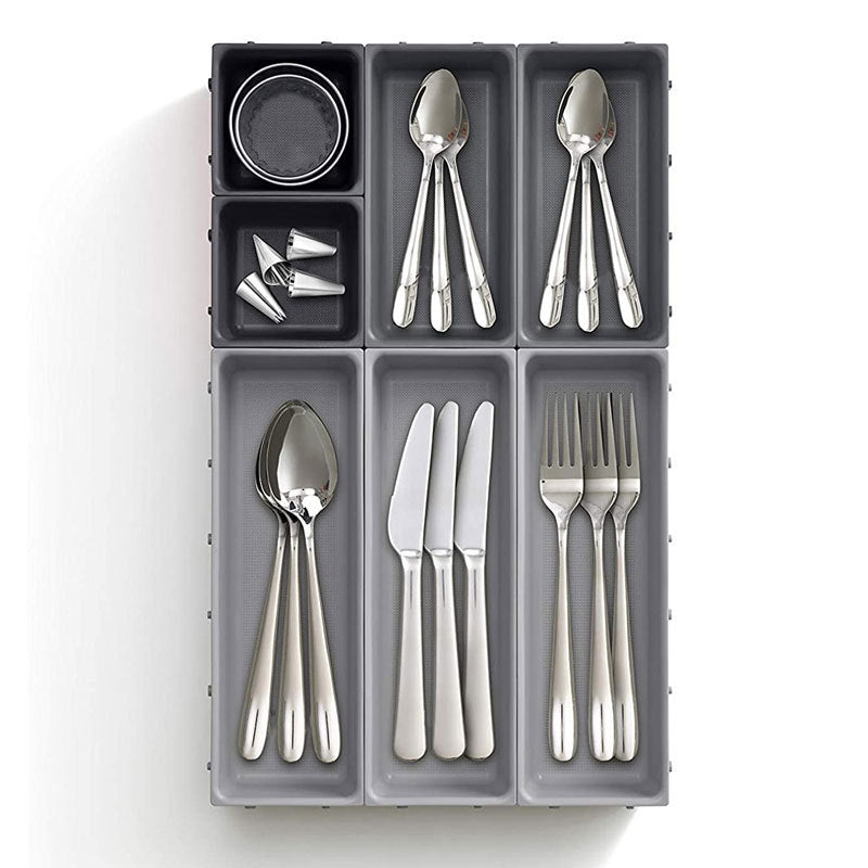 Range couverts à compartiments détachables et modulables en plastique