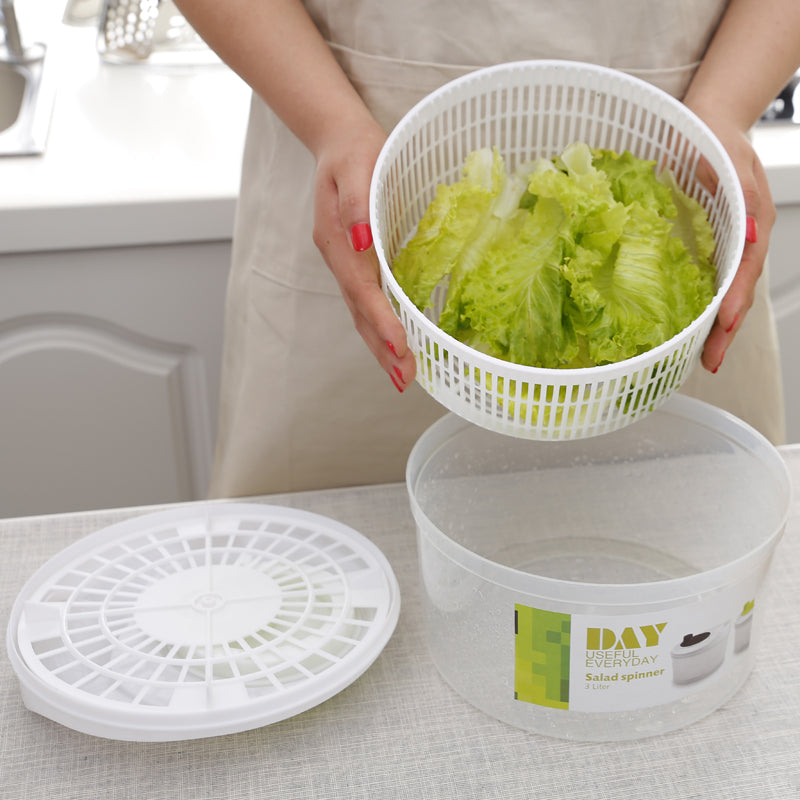 Essoreuse à salade blanche manuelle en plastique