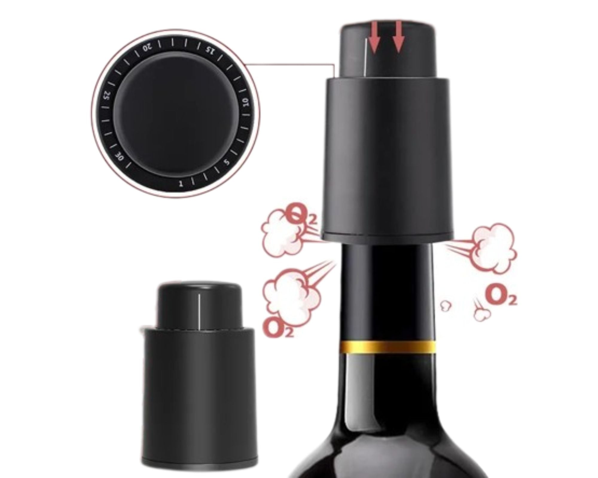 Appuyez manuellement sur le bouchon de bouteille et le bouchon sous vide en  silicone pour garder le vin frais : : Cuisine et Maison