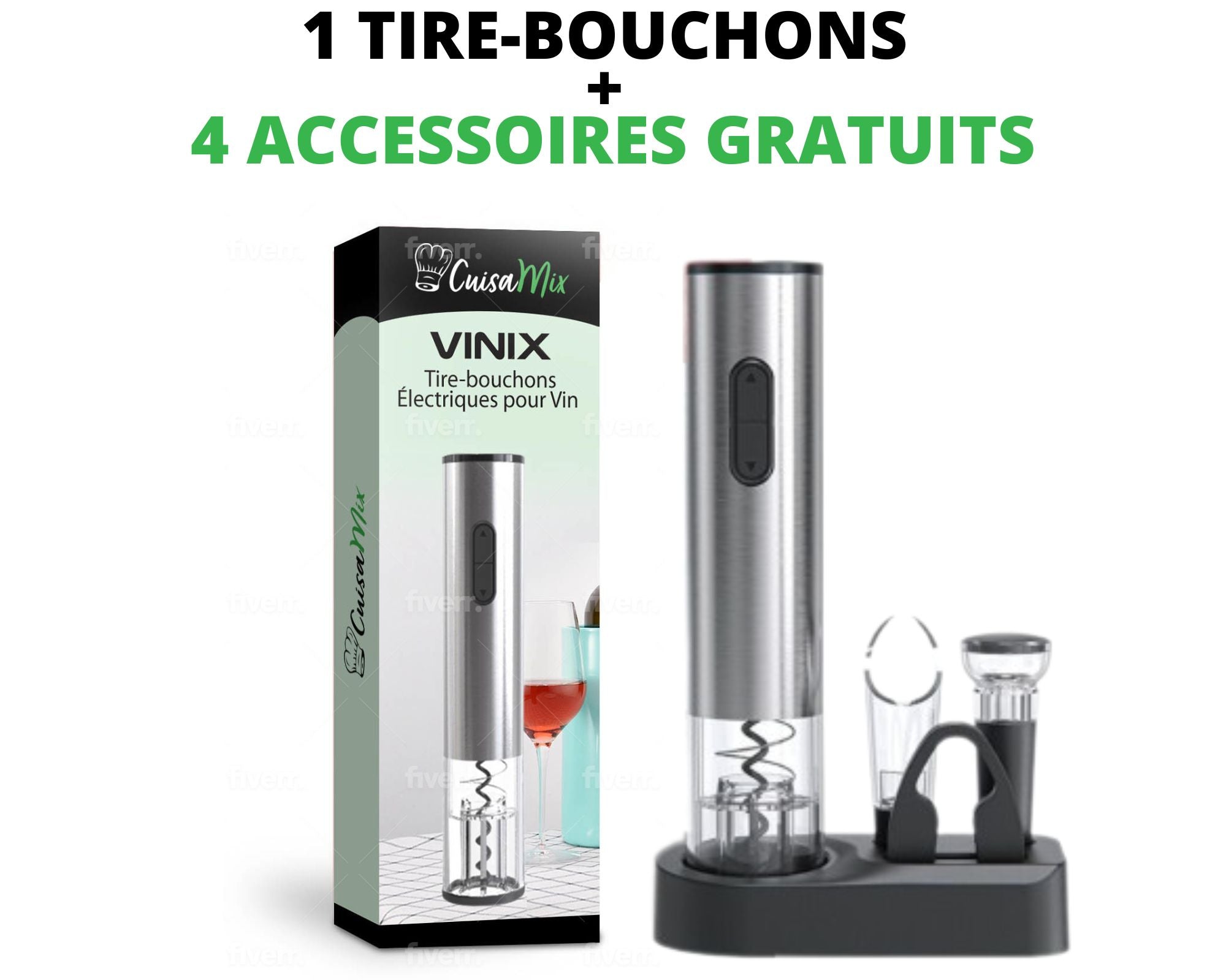 Vinix - Tire-bouchons Électriques pour Vin (+4 Accessoires OFFERTS)