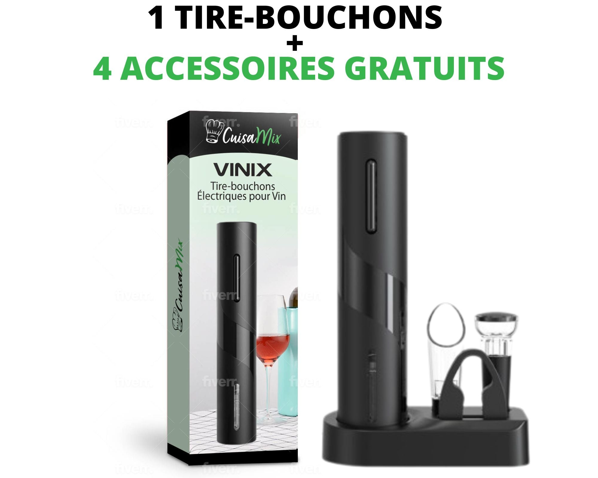 Vinix - Tire-bouchons Électriques pour Vin (+4 Accessoires OFFERTS)
