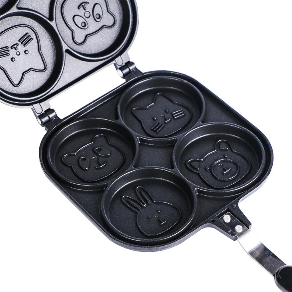 Poêle à pancake à quatre trous en design de têtes d'animaux