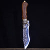Couteau viking fait à la main en acier avec manche en bois de rose sur fond noir