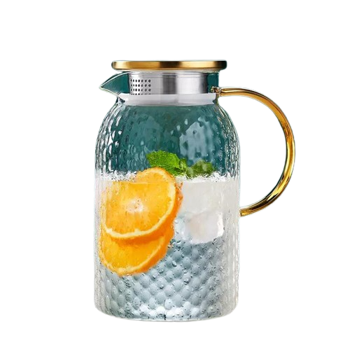Carafe En Verre Borosilicate 1,8L Ecooe Avec Couvercle Inox - Pichet Pour Eau, Thé, Lait, Résistant à La Chaleur - 12