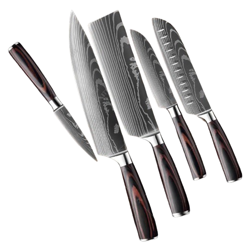 Ensemble de dix couteaux de cuisine japonais en acier inoxydable