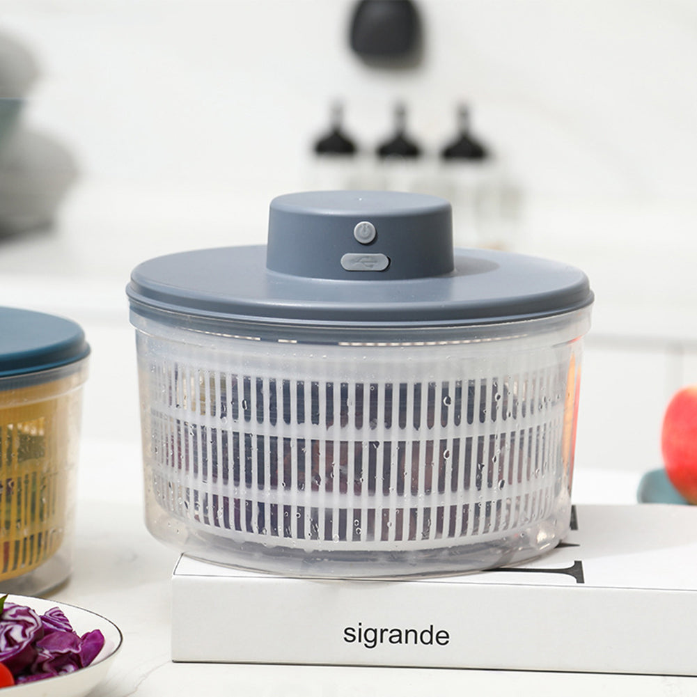 Essoreuse à salade électrique avec lames en acier inoxydable et recharge USB