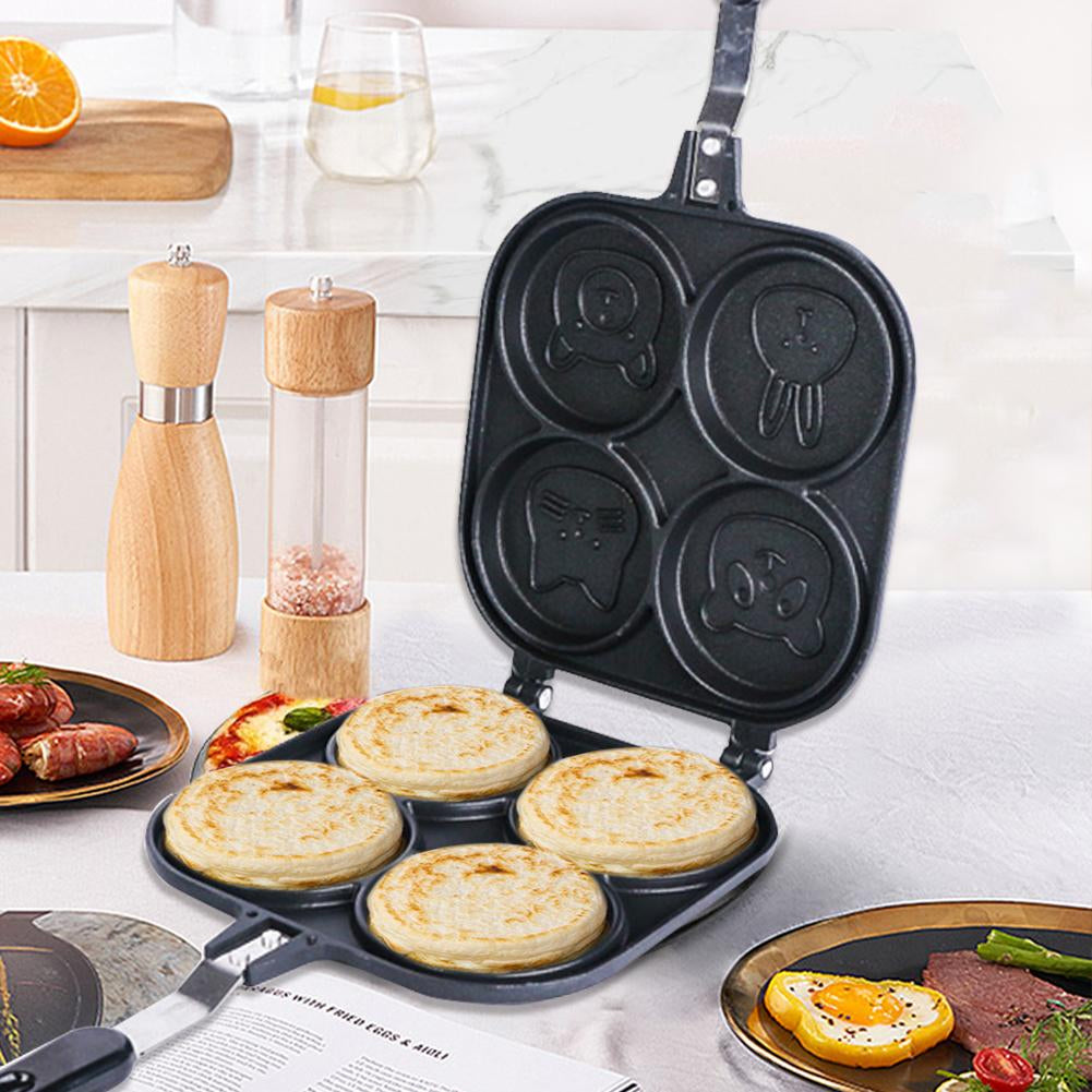 Poêle à pancake à quatre trous en design de têtes d'animaux