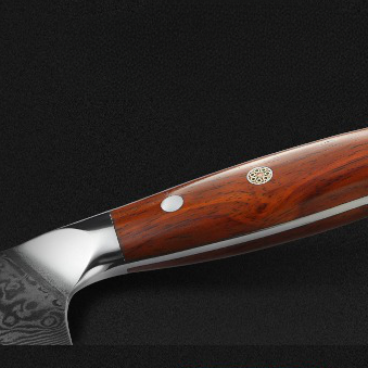 Couteau japonais en acier de Damas avec manche en bois