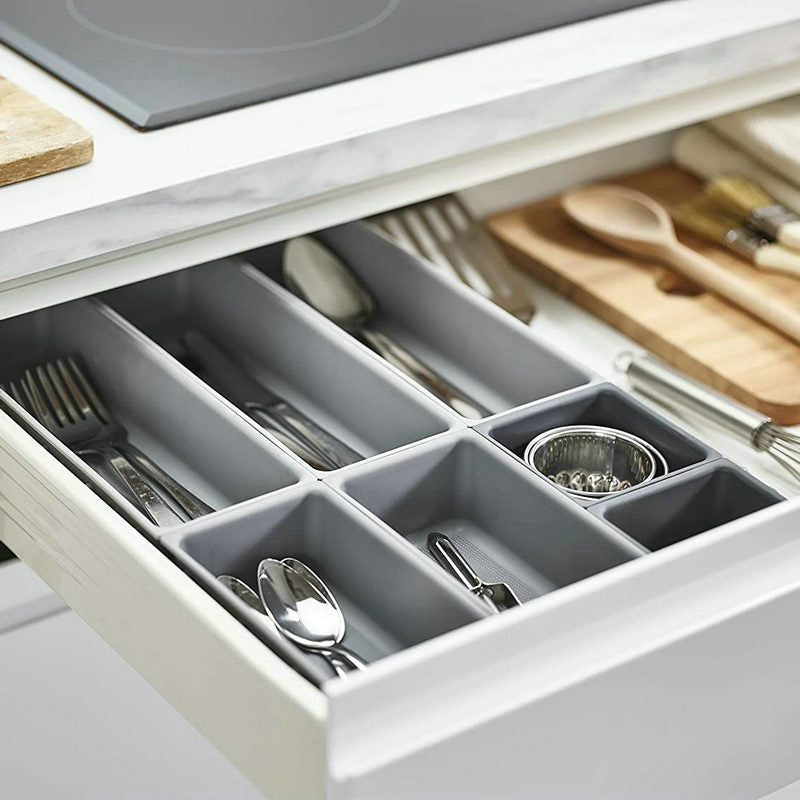 Range couverts à compartiments détachables et modulables en plastique