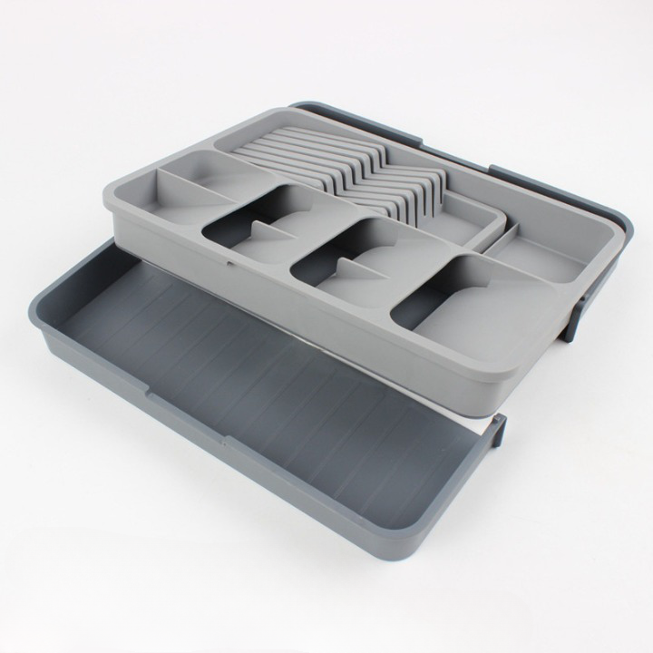 Range couverts gris en plastique