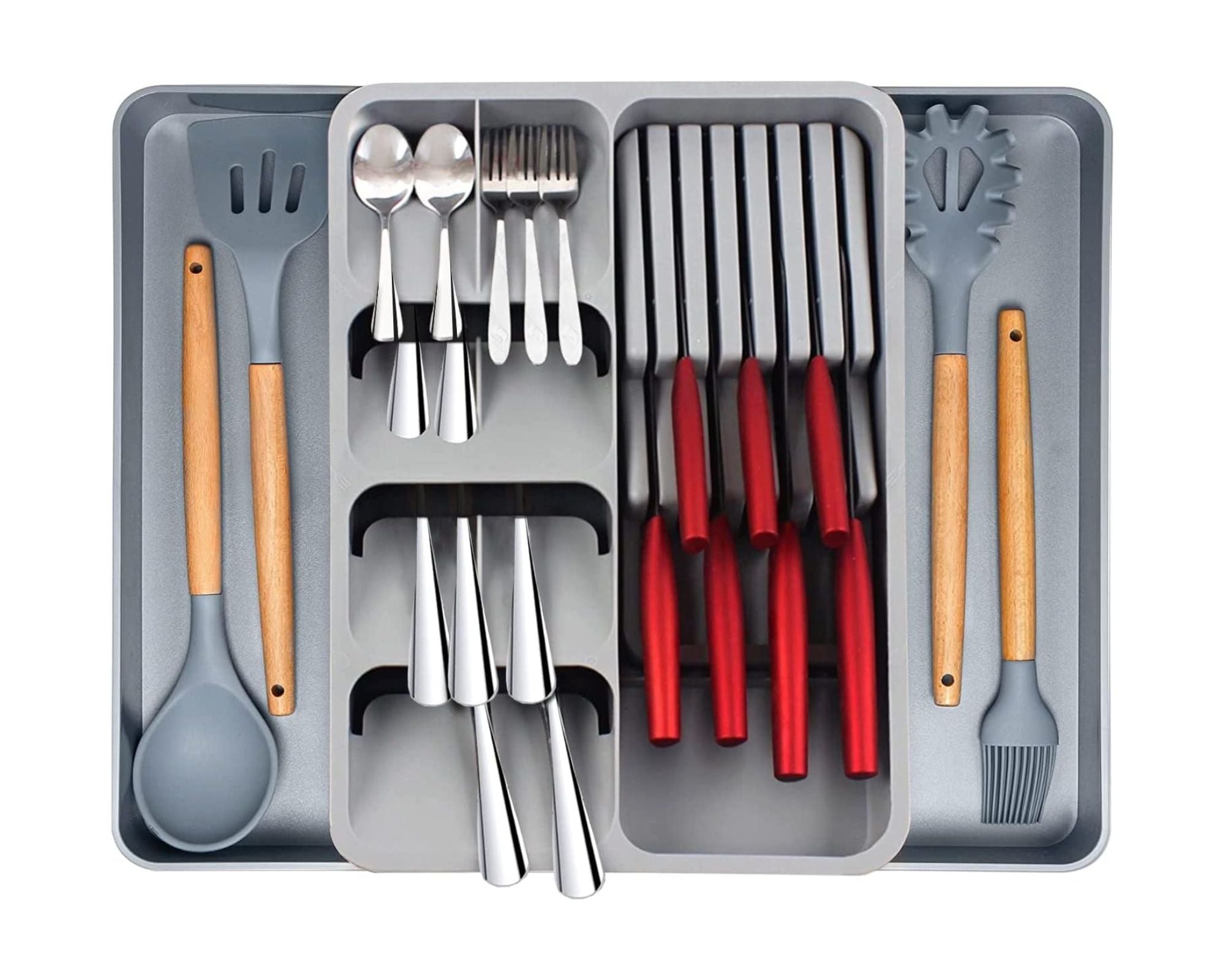 Range couvert en plastique - Série Basic Blanc, Largeur 25-20 cm