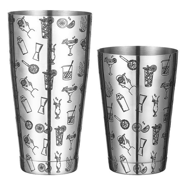 Shaker Boston Professionnel En Inox - Set Avec 2 Shakers (léger Et Lourd) + Mesures Intégrées - Pour Cocktails Maison Ou Bar