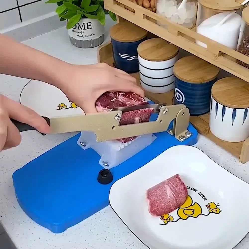 Coupe Saucisson Design Bleu en Acier Inoxydable